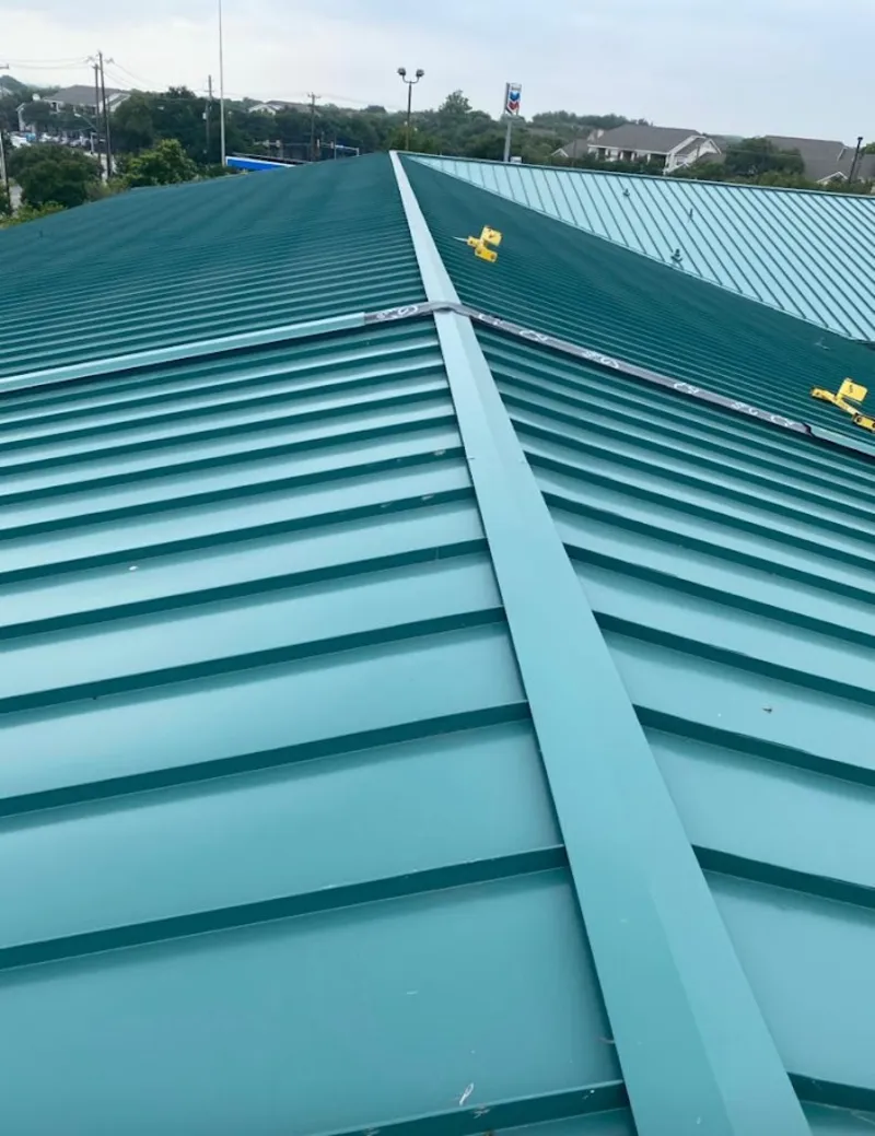 Green commercial metal roof ridge and valley for Metal Roof Repair in Upper Uwchlan